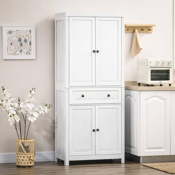 52 Modern 4-Door Kitchen Pantry Freestanding Storage Cabinet w/ 3