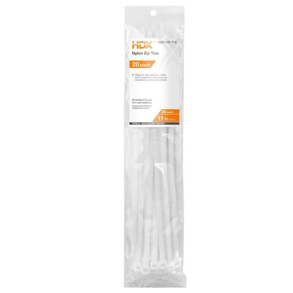 11 in. Zip Ties, Natural (20-Pack)