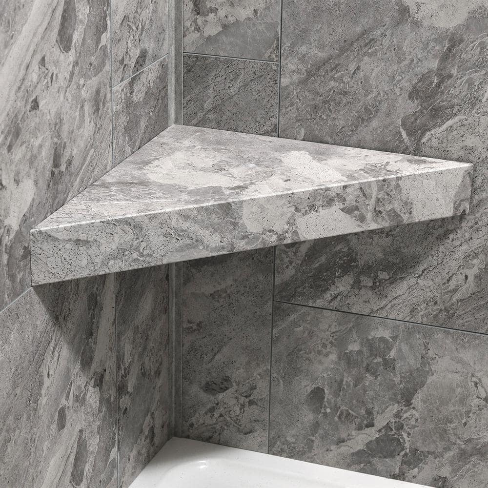 Silver Lake Gray Waterproof PVC Corner Shower Bench