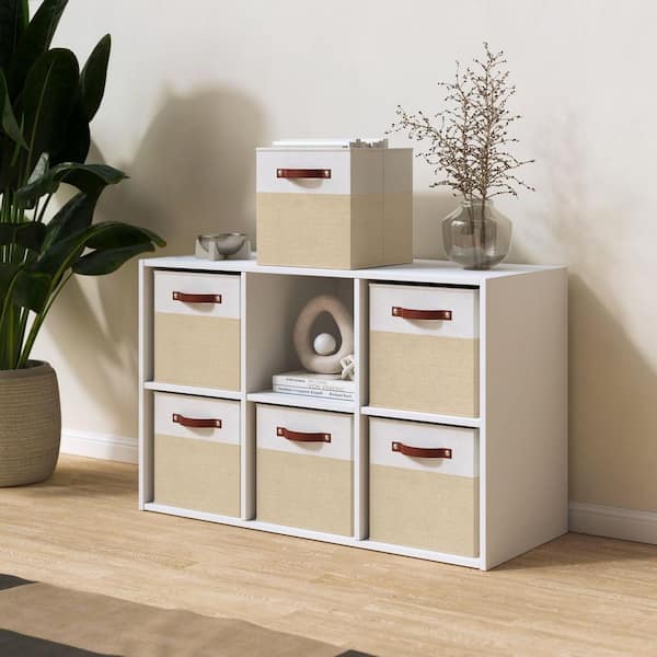 Ornavo Home Beige 13 in. x 13 in. x 13 in. Linen Fabric Decorative