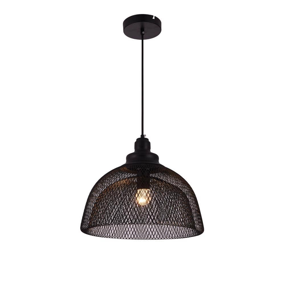 Timeless Home Walls 1-Light Black Pendant with 13.5 in. W x 11 in. H Shade