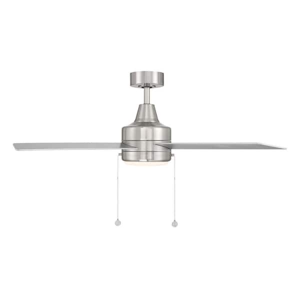 Quade 52 in. Indoor/Outdoor Brushed Nickel 4-Blade Pull Chain Ceiling Fan Selectable CCT Integrated LED