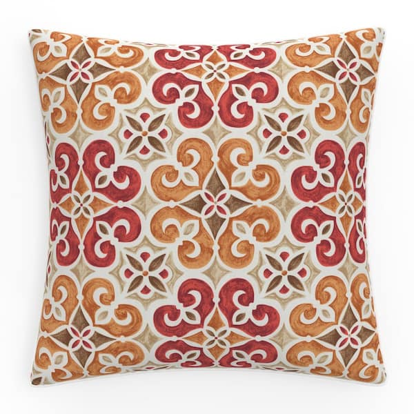Pillow Perfect Medallion 25 in W x 5 in H Outdoor Floor Throw Pillows 1-Count in Marbella Tuscan Brown
