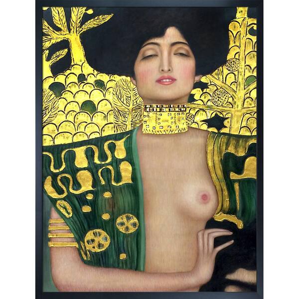 LA PASTICHE 31.5 in. x 41.5 in. Judith Klimt I (Luxury Line) by Gustav Klimt Studio Black Wood Framed People Oil Painting Art Print