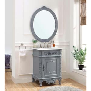 Winslow 26 in. W x 22 in. D x 35 in. H Single Sink Freestanding Bath Vanity in Antique Gray with White Porcelain Top