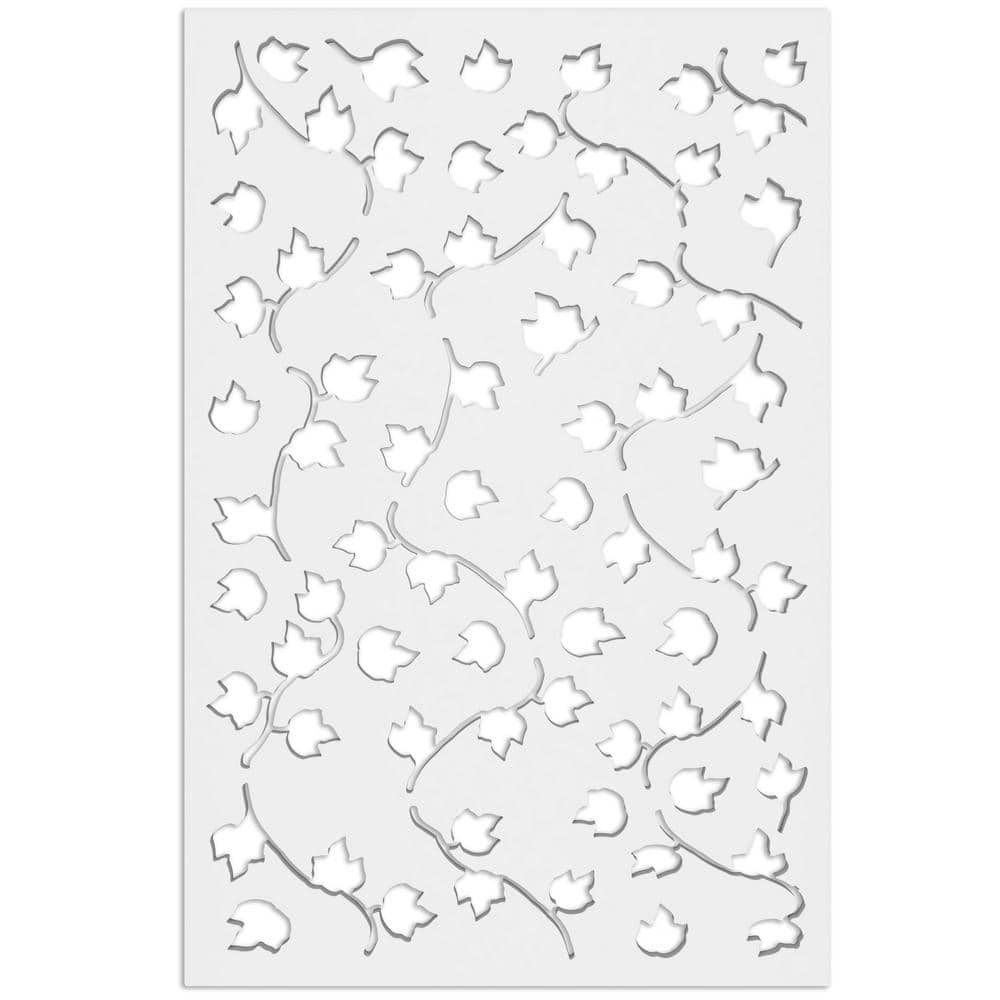 Vines 4 ft. x 32 in. White Vinyl Decorative Screen Panel