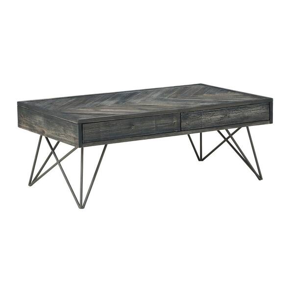 Coast To Aspen Court 47 In Herringbone Large Rectangle Wood Coffee Table With Drawers 40279 The Home Depot Coast To Aspen Court 47 In, French Connection Black Coffee Table