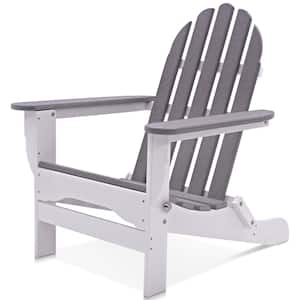 Icon White and Driftwood Plastic Folding Adirondack Chair