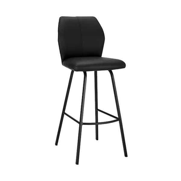 Armen Living Tandy 26 in. Counter Height Black/Black High Back Stool with Faux Leather