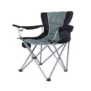 Green Camping Chair with Heavy Steel Frame, Outdoor Portable Waist-Back Camping Chair