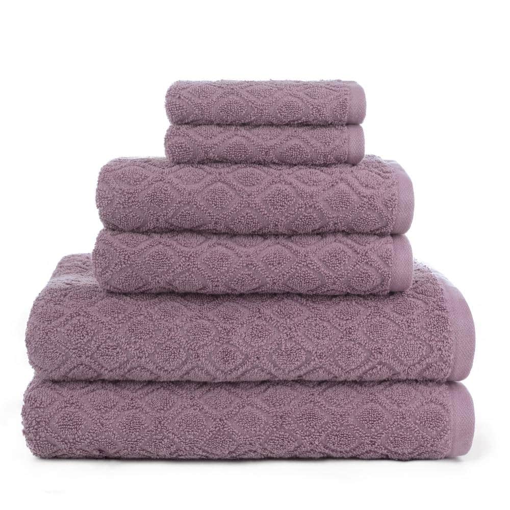Kingsboro 6-Piece Elderberry Textured Cotton Bath Towel Set 4001T7P687 -  The Home Depot
