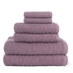 Kingsboro 6-Piece Elderberry Textured Cotton Bath Towel Set