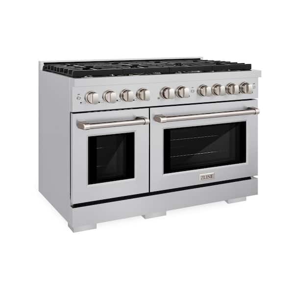 ZLINE Kitchen and Bath 48 in. 8 Burner Double Oven Freestanding Gas Range in Stainless Steel