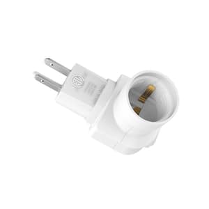 Plug-In Outlet to Light Socket Adapter Rotatable Plug in White with Power Switch (1-Piece)