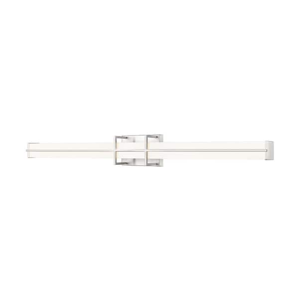 Unbranded Harrison 40 In. Brushed Nickel Integrated LED Vanity Light with Frosted Plastic Shade