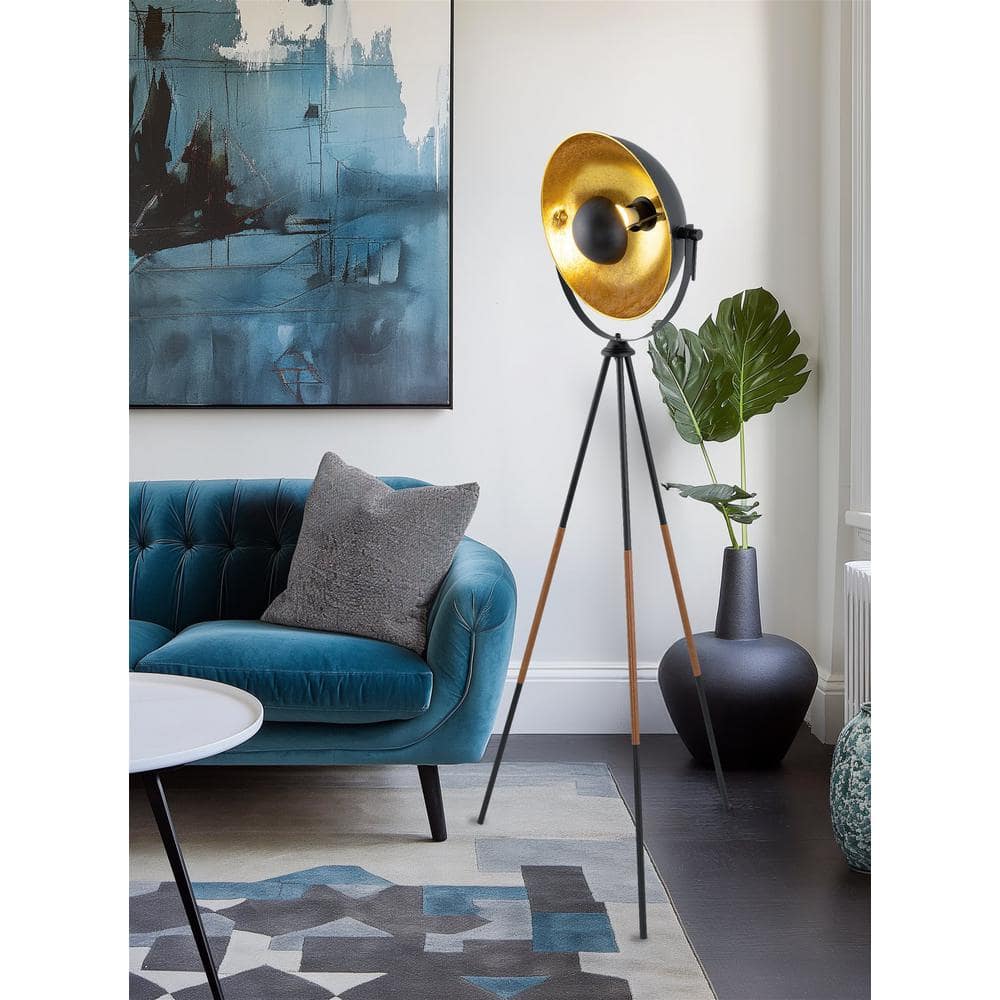 Sulis 58" Black Tripod Floor Lamp with Satellite Dome Shade