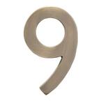 5 in. Antique Brass Floating House Number 9