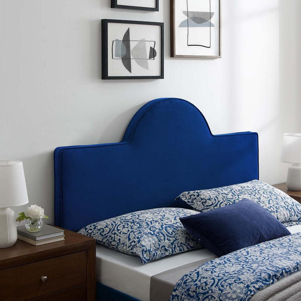 MODWAY Dawn Blue Full/Queen Performance Velvet Headboard in Navy MOD ...