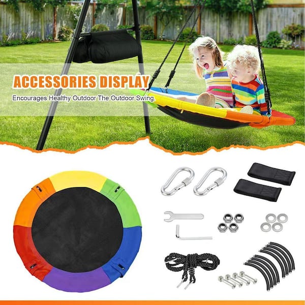 Multicolor Saucer Tree Swing with 40 in. Round Platform