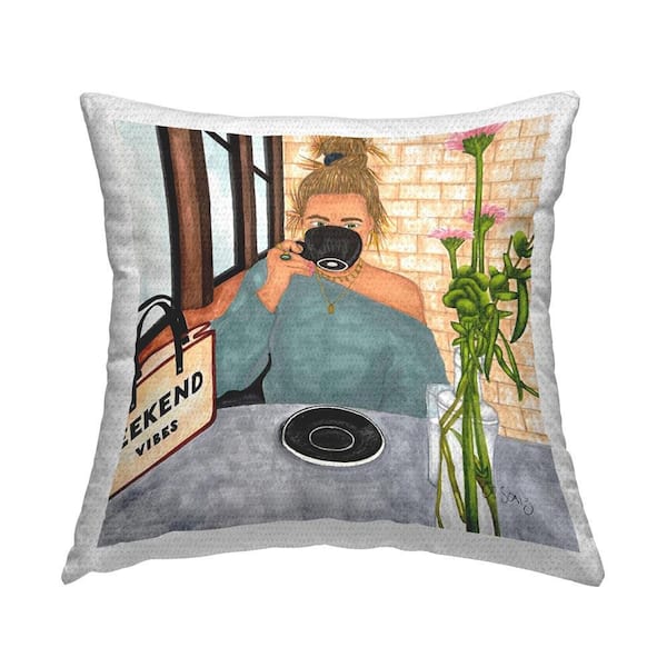 Stupell Industries Weekend Vibes Woman Outdoor Printed Throw Pillow by Ale Saiz Studio