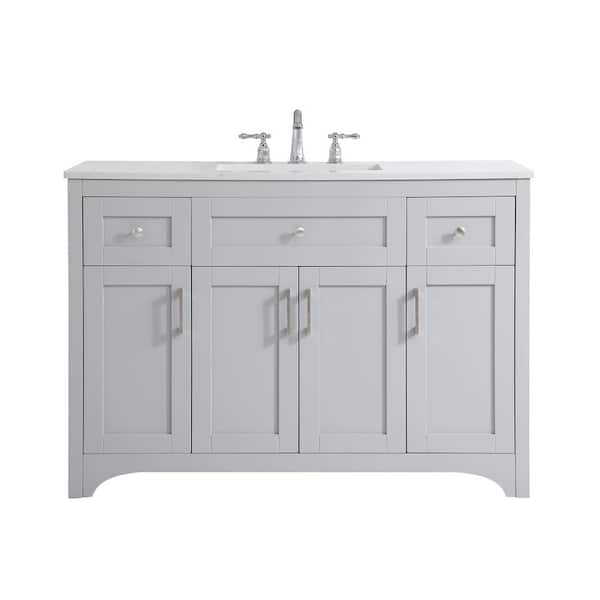 Timeless Home 48 In W X 22 D 34 H Single Bathroom Vanity Grey With Calacatta Quartz Th34048grey The Depot - Home Depot Bathroom Vanity Single Sink