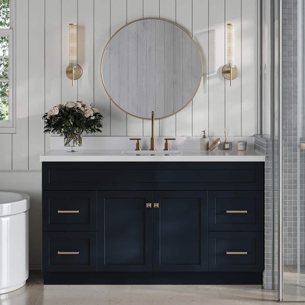 ARIEL Hamlet 61 in. W x 22 in. D x 36 in. H Bath Vanity in Midnight ...