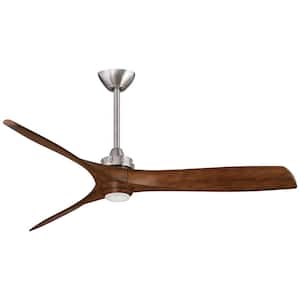 Aviation 60 in. Integrated LED Indoor Brushed Nickel and Distressed Koa Ceiling Fan with Light with Remote Control