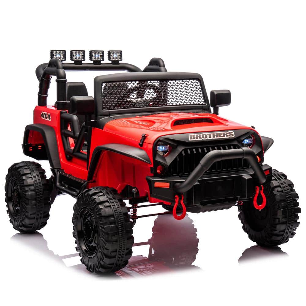 Red 24V Electric Ride-On SUV with Remote Control and LED Lights