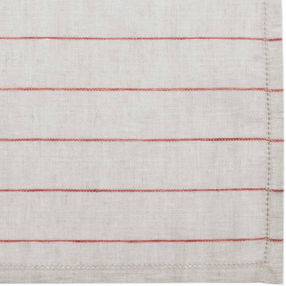 VHC Brands Charley Striped Linen Farmhouse Tabletop Kitchen Placemat Set of 6, Set 12x18, Red