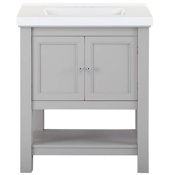 Home Decorators Collection Gazette 31 in. Single Sink Gray Bath Vanity with White Cultured Marble Top (Assembled)