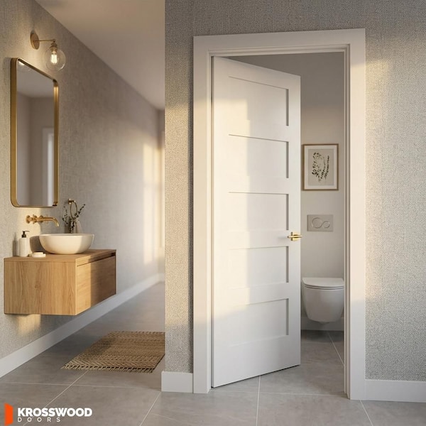 Krosswood Doors 18 in. x 80 in. Shaker 5-Panel Left-Hand Solid