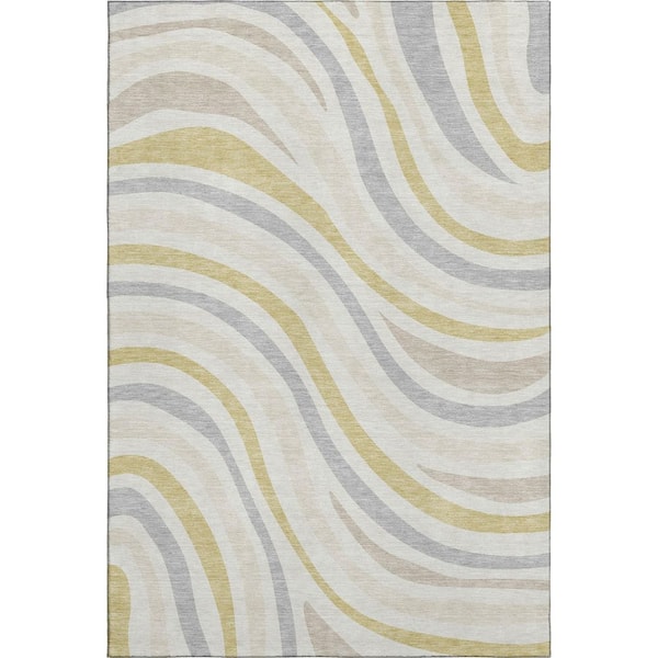 Mayfield Premium Machine Washable Abstract AMF2490 Ivory 10 ft. x 14 ft. Area Rug