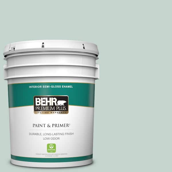 BEHR PREMIUM PLUS 5 gal. #N430-2 Natures Reflection Semi-Gloss Enamel Low Odor Interior Paint & Primer