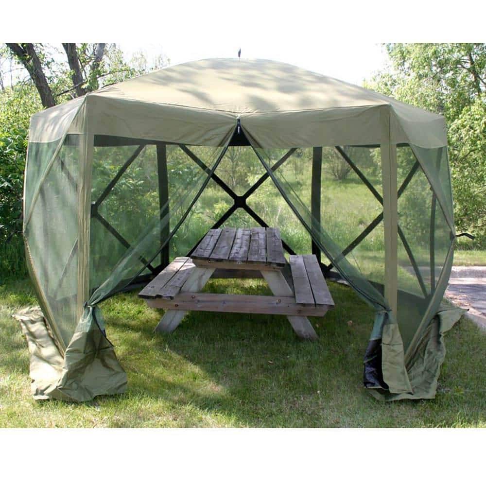 Green 11.5' x 11.5' Portable Pop-Up Outdoor Gazebo with Wind Panels