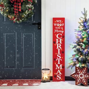 42 in. H Lighted Wooden Pet CHRISTMAS Porch Sign