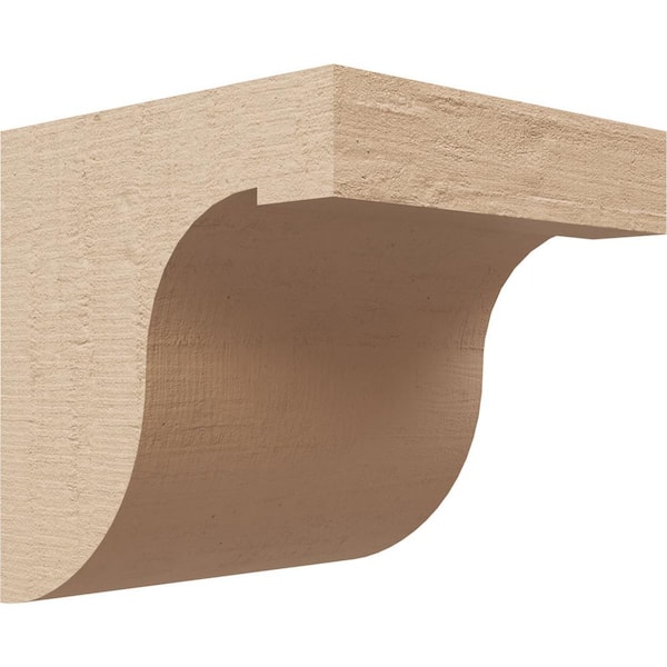 Ekena Millwork 4 in. x 4 in. x 4 in. Series 1 Wide Del Monte Rough Cedar Woodgrain Timberthane Polyurethane Corbel, Primed Tan