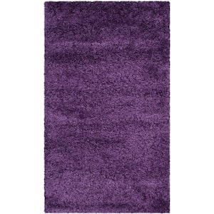 Milan Shag Purple Doormat 3 ft. x 5 ft. Solid Area Rug