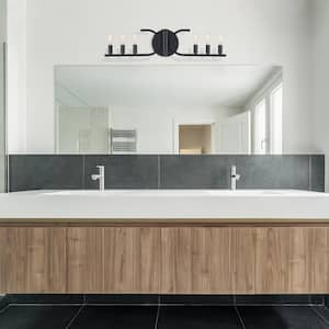 Skye 27.5 in. 6-Light Matte Black Vanity Light for Bathrooms