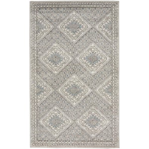 Concerto Grey/Ivory/Blue 3 ft. x 5 ft. Border Contemporary Kitchen Area Rug