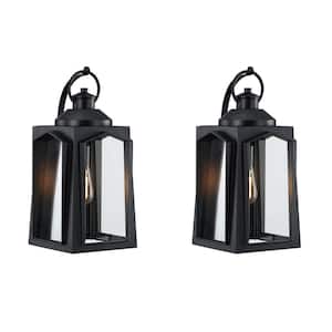 1-Light Black Outdoor Wall Sconces (2-Pack)