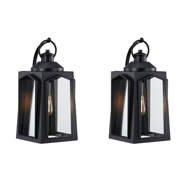 INNOBULE 1-Light Black Outdoor Wall Sconces (2-Pack)