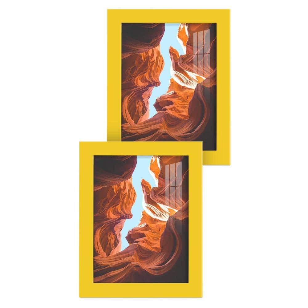 Modern 6" x 8" Yellow Wooden Picture Frame Set