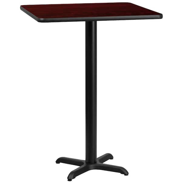Flash Furniture 30 in. Square Black and Mahogany Laminate Table Top with 22 in. x 22 in. Bar Height Table Base