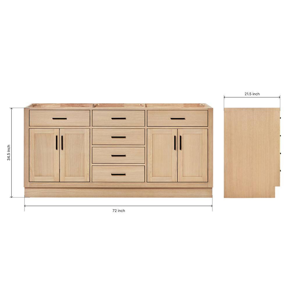 Hepburn 72" Light Brown Oak Double Freestanding Vanity Base