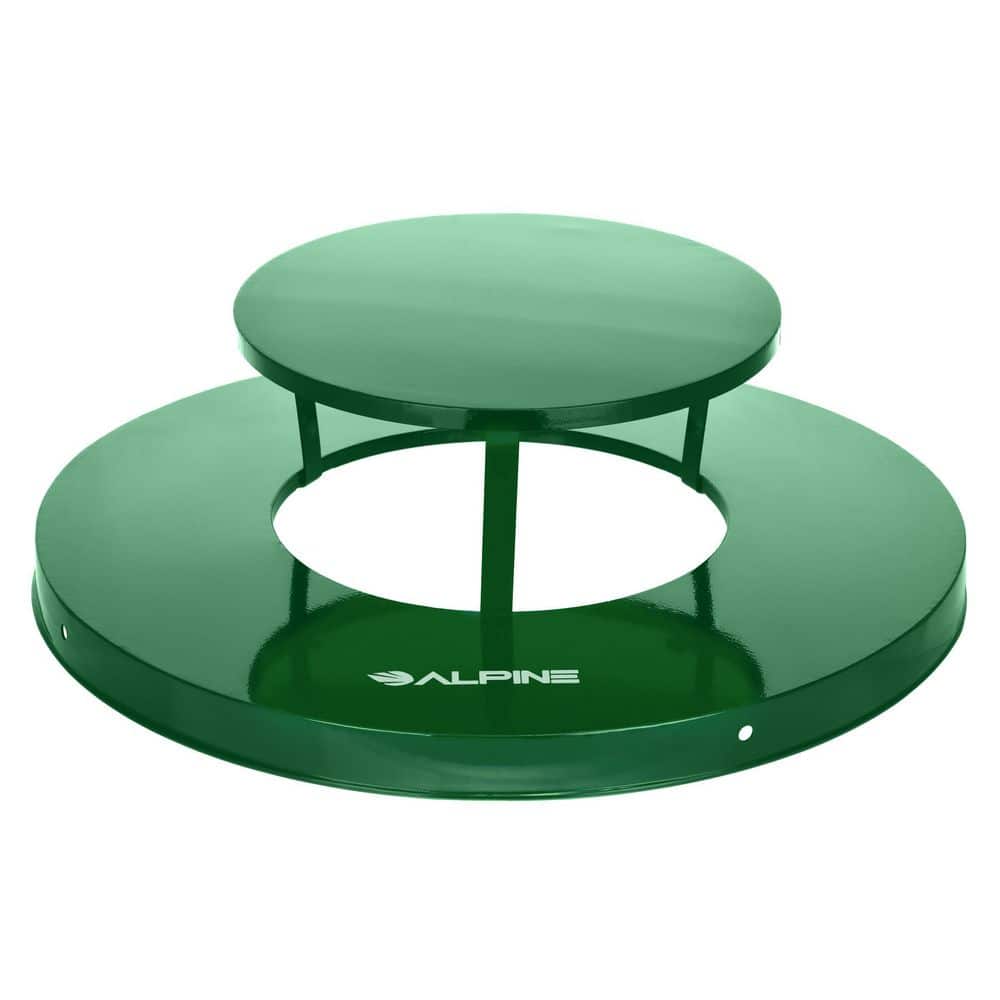 38 Gal. Green Commercial Rain Bonnet Trash Can Lid for Outdoor Metal Waste 