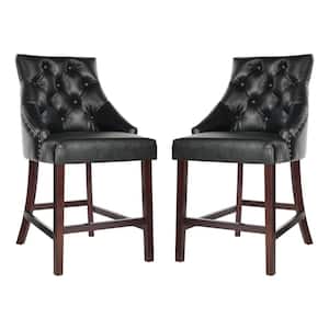 Eleni 41 in. Black Wooden Counter Stool (Set of 2)