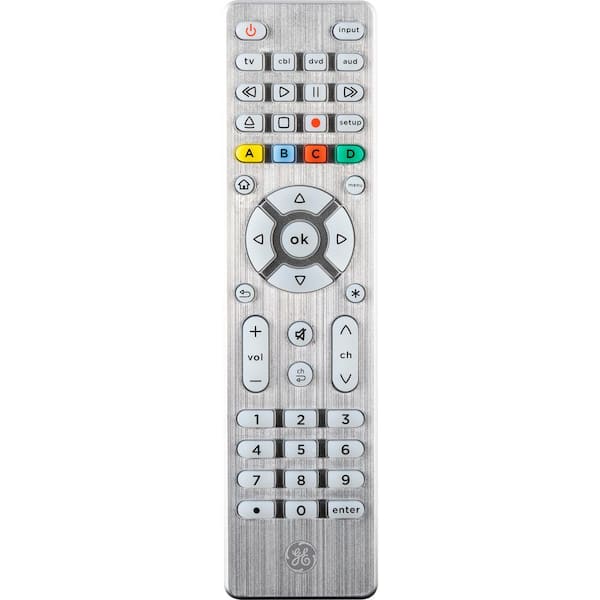 GE 4-Device Backlit Universal Remote Control in Brushed Silver