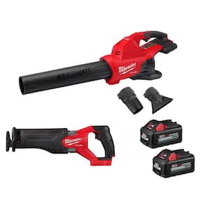 M18 FUEL Dual Battery 145 MPH 600 CFM 18V Brushless Cordless Blower w/SAWZALL Reciprocating Saw, (2) 6.0 Ah Batteries