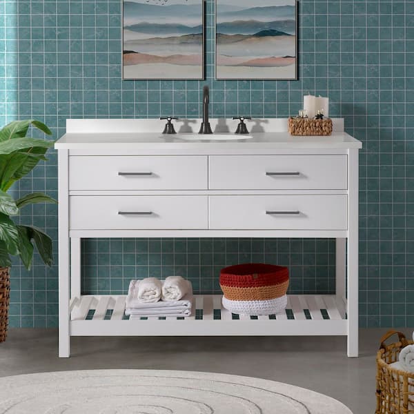 Harrison 48 in. W x 21 in. D x 34 in. H Bath Vanity Cabinet without Top in White