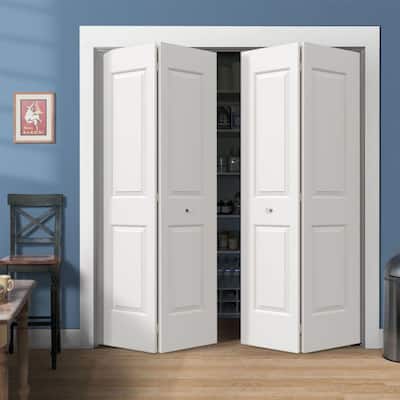 72 in. x 80 in. Cambridge White Painted Smooth Molded Composite MDF Closet Bi-fold Double Door
